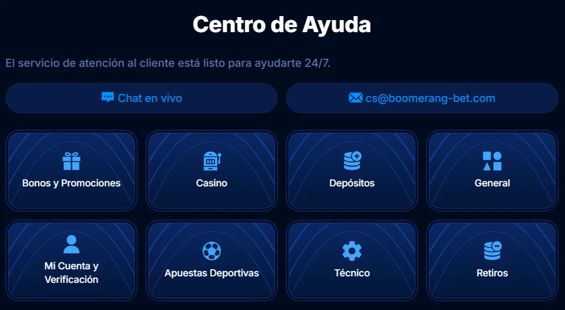 Boomerang Bet Casino Atención al Cliente